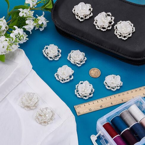 Fingerinspire 10 PCS Pearl and Bead Patches Flower Patches ، Pearl Pearl Defended Sevelishments Handcrafted Flower Flower in Saudi Arabia