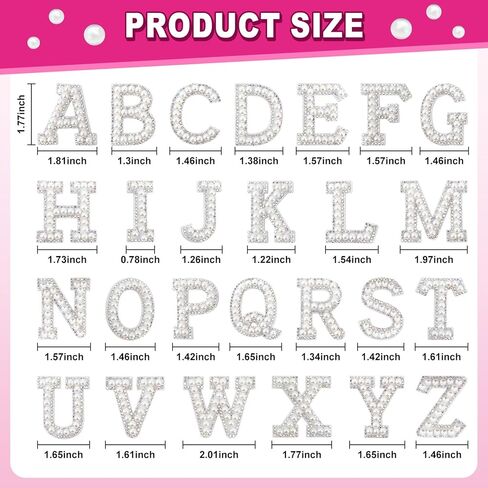 26 PCS Pearl Rhinestone Letter Patches Rhinestone Iron على Patch A-Z الحديد على بقع للملابس اللمعان الأبجدي التابوت أحجار البؤرة. in Kuwait