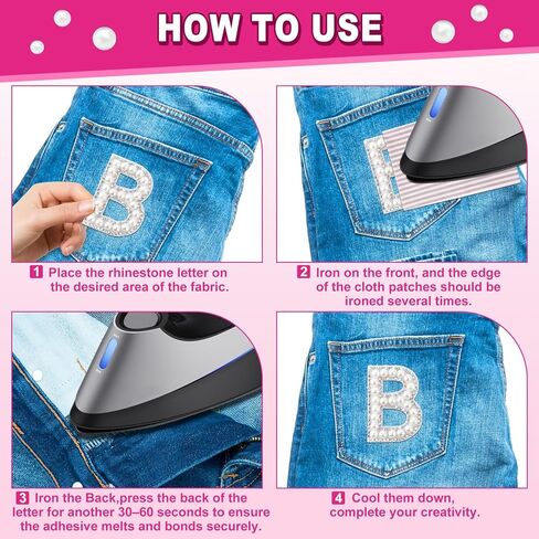 26 PCS Pearl Rhinestone Letter Patches Rhinestone Iron على Patch A-Z الحديد على بقع للملابس اللمعان الأبجدي التابوت أحجار البؤرة. in Kuwait