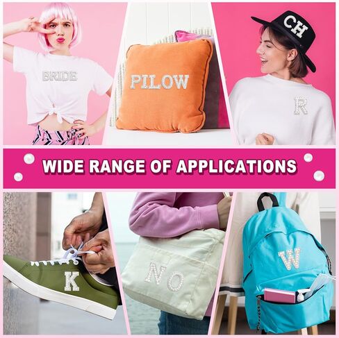 26 PCS Pearl Rhinestone Letter Patches Rhinestone Iron على Patch A-Z الحديد على بقع للملابس اللمعان الأبجدي التابوت أحجار البؤرة. in Kuwait