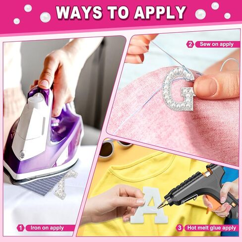 26 PCS Pearl Rhinestone Letter Patches Rhinestone Iron على Patch A-Z الحديد على بقع للملابس اللمعان الأبجدي التابوت أحجار البؤرة. in Kuwait