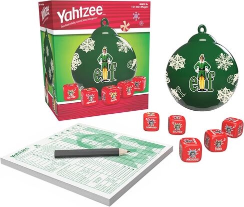 YAHTZEE: Elf Edition, Exclusive Holiday Ornament Cup Featuring Buddy, Roll the dice & Spread the Christmas Spirit, Classic Dice Game for Fans, Adults & Families, Official Elf Merchandise & Collectible in Saudi Arabia