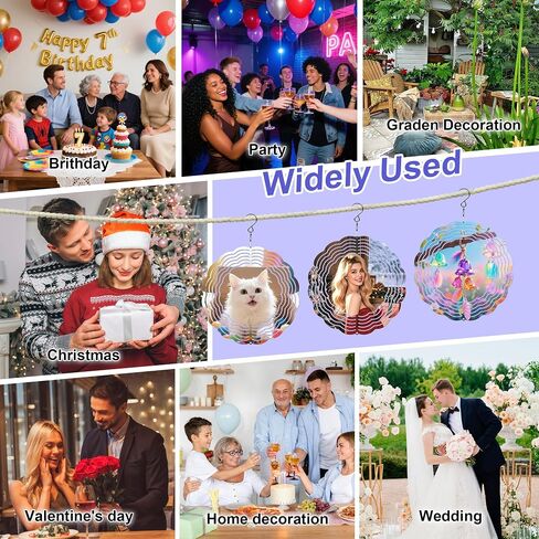 Sublimation Wind Spinner Blanks 10 Pack - 3D Aluminum Metal Round Wind Spinners for Heat Press Transfer, DIY Gift for Indoor Outdoor Garden Yard Decoration, 8 Inch in Saudi Arabia