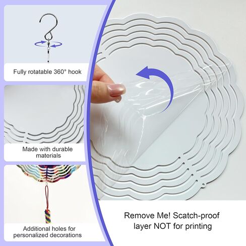 Sublimation Wind Spinner Blanks 10 Pack - 3D Aluminum Metal Round Wind Spinners for Heat Press Transfer, DIY Gift for Indoor Outdoor Garden Yard Decoration, 8 Inch in Saudi Arabia
