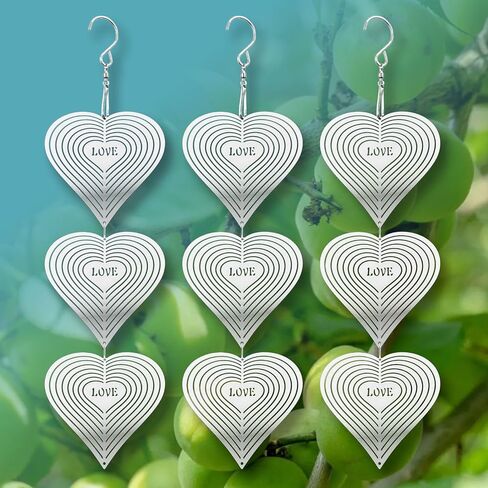 Shiny Metal Bird Reflectors Wind Spinners 360° Wind-Spinning Quiet Reflective Bird Deterrent Decor for Small Yard Orchard Bird-Prone Areas (Diamond-Shaped/Silver / 9 Pcs / 3 Set) in Saudi Arabia