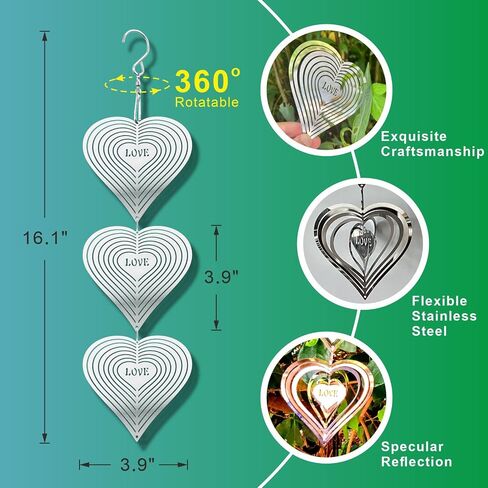 Shiny Metal Bird Reflectors Wind Spinners 360° Wind-Spinning Quiet Reflective Bird Deterrent Decor for Small Yard Orchard Bird-Prone Areas (Diamond-Shaped/Silver / 9 Pcs / 3 Set) in Saudi Arabia
