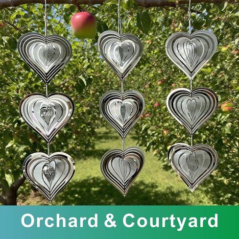 Shiny Metal Bird Reflectors Wind Spinners 360° Wind-Spinning Quiet Reflective Bird Deterrent Decor for Small Yard Orchard Bird-Prone Areas (Diamond-Shaped/Silver / 9 Pcs / 3 Set) in Saudi Arabia