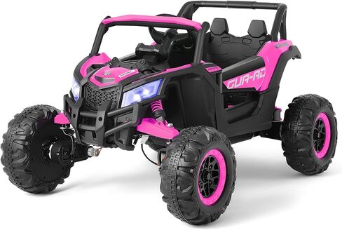 JOYLDIAS 4WD Ride On Car, 12V Battery Powered Electric Off-Road UTV for Kids, 4X4 Electric Vehicle W/4 Powerful Engines, 2.4G Remote Control, Music, Bluetooth, LED Lights for Boys and Girls, Pink in Kuwait