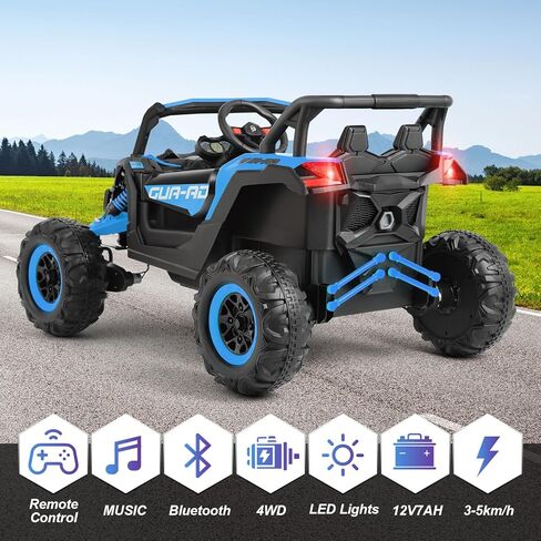 Joyldias 4WD Ride On Car ، و 12 فولت بطارية UTV الكهربائية على الطرق الوعرة للأطفال ، و 4 × 4 ، السيارة الكهربائية مع محركات قوية ، 2.4 جرام التحكم عن بعد ، الموسيقى ، البلوتوث ، مصابيح LED للبنين والبنات ، الوردي in Kuwait