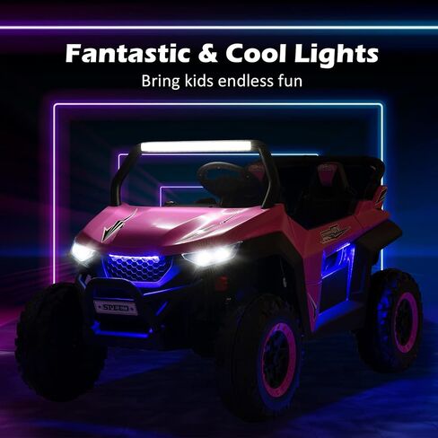Costzon 2-Seater Ride on Car for Kids, 12V Kids' Electric Vehicles w/Remote Control, 4 Shock Absorbers, Wireless Music & FM, 3 Speeds, Ambiance Lights, Electric Car UTV for Boys Girls (Red) in Saudi Arabia