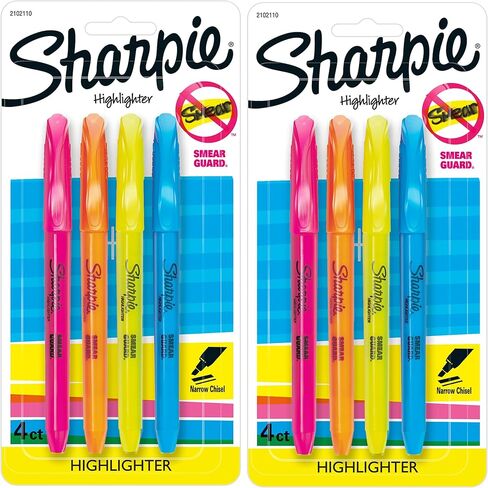 Sharpie Pocket Style Highlighters, Narrow Chisel Tip, Assorted Colors, 8 Count in Saudi Arabia