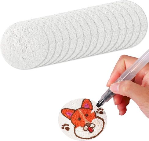 15pcs Magic Foam Texture Paper, 3.15x3.15in Round 3D Foam Texture Paper White Cellulose Cards Magic Blank Canvas Sponge Puffy Painting Card DIY Art Kids Craft Supplies Kit for Acrylics Painting in Saudi Arabia