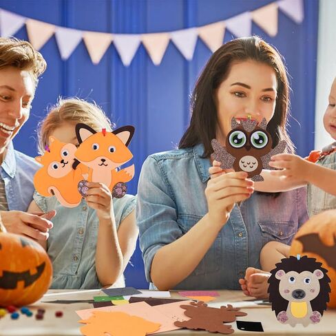 DIYASY 12 PCS Fall Animal Craft for Kids ، Make You You You You Tove Animal Foam Sticks عيد الشكر مجموعات حرفية الفنون والحرف اليدوية DIY صديق الخريف ألعاب الحفلات أنشطة الحفلات 3-5 4-8 in Kuwait