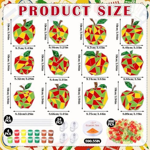 24 مجموعة من الخريف Apple Suncatcher الحلي مجموعات DIY أكريليك التفاح الحرف الكبرى الطلاء ديكور النافذة الهندسية الخاصة بك لخريف عيد الشكر العودة إلى مدرسة الفصول الدراسية النشاط in Saudi Arabia