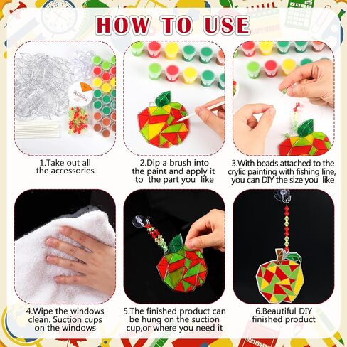 24 مجموعة من الخريف Apple Suncatcher الحلي مجموعات DIY أكريليك التفاح الحرف الكبرى الطلاء ديكور النافذة الهندسية الخاصة بك لخريف عيد الشكر العودة إلى مدرسة الفصول الدراسية النشاط in Saudi Arabia