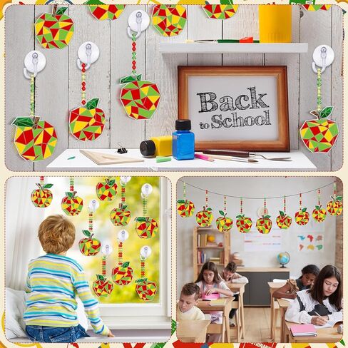 24 مجموعة من الخريف Apple Suncatcher الحلي مجموعات DIY أكريليك التفاح الحرف الكبرى الطلاء ديكور النافذة الهندسية الخاصة بك لخريف عيد الشكر العودة إلى مدرسة الفصول الدراسية النشاط in Saudi Arabia