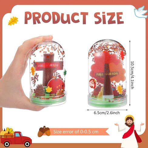 12 مجموعة أدوات حرفة دينية سقوط الثلج ، اجعل سقوطك الخاص لـ Jesus Snow Globes DIY البلاستيك اللمعان Globe Kit for Sunday School Church Classroom Autumn Harvest Supplies in Kuwait