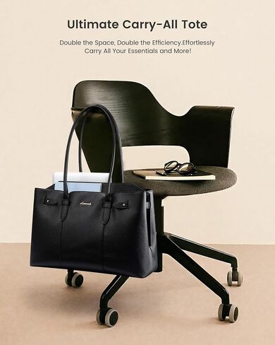 LOVEVOOK Laptop Tote Bag for Women, 15.6 Inch Waterproof Leather Computer Work Purse with Zipper for Teacher & Travel in Saudi Arabia