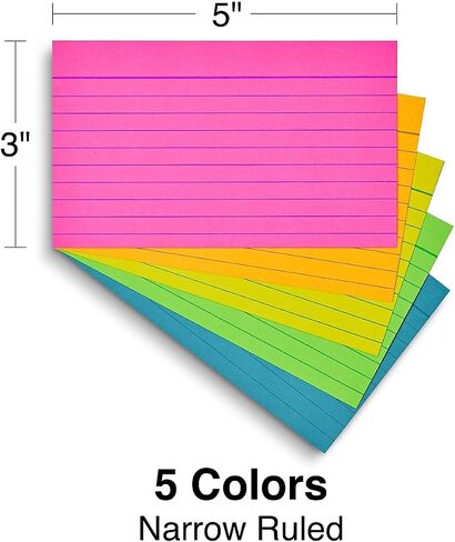 Staples 916330 3 بوصة × 5 بوصة تحكم بطاقات فهرس النيون المتنوعة 300/Pack (50998) in Saudi Arabia