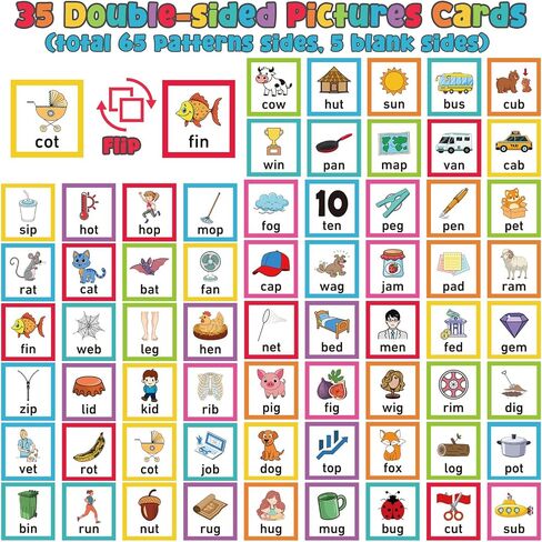 Pasimy CVC Word Pocket Pocket مع 65 بطاقات فلاش صوتية على الوجهين ، CVC Word Word Games Classroom يجب أن يكون في مرحلة ما قبل المدرسة لتعلم القراءة والإملاء (الأسود) in Kuwait