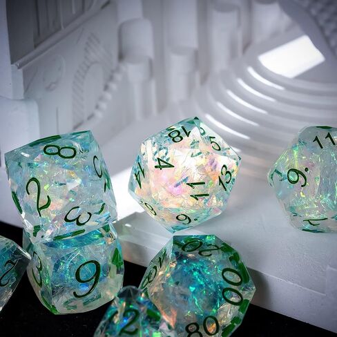 7PCS DND Dice Set,Transparent Sharp Edge Dice Set D&D RPG Polyhedral Die,for Dungeons and Dragons TTRPG Games Roleplaying Games,with Gift Box(Purple Blue Lotus) in Saudi Arabia