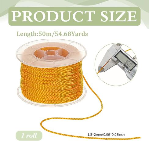 PH PandaHall 54.68 Yards Twist Satin Nylon Cord, 1.6mm 3-Ply White Twist Cord Trim Honor Cord Silk Ropes Decorative Rope Cord for Crafts Curtain Tieback Home Decor Graduation Cords in Saudi Arabia