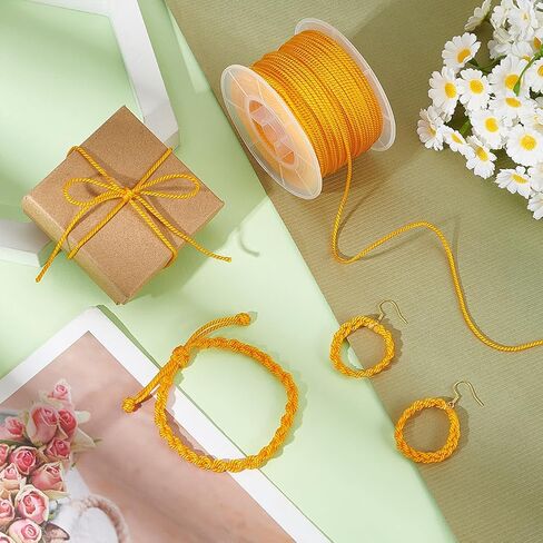 PH PandaHall 54.68 Yards Twist Satin Nylon Cord, 1.6mm 3-Ply White Twist Cord Trim Honor Cord Silk Ropes Decorative Rope Cord for Crafts Curtain Tieback Home Decor Graduation Cords in Saudi Arabia