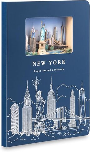 Chōkoku Gift Giftcover Dot Grid Notebook-3D Cutted Cityscape ، 120 صفحة (60 ورقة) ، تمثال لـ Liberty & Brooklyn Bridge ، مثالي للسفر ، الرسم والكتابة in Saudi Arabia