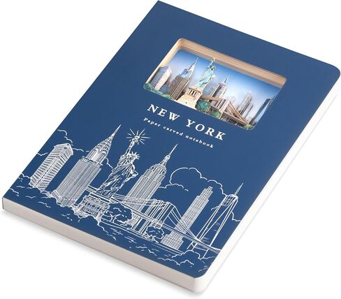 Chōkoku Gift Giftcover Dot Grid Notebook-3D Cutted Cityscape ، 120 صفحة (60 ورقة) ، تمثال لـ Liberty & Brooklyn Bridge ، مثالي للسفر ، الرسم والكتابة in Saudi Arabia