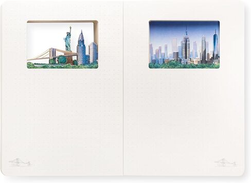 Chōkoku Gift Giftcover Dot Grid Notebook-3D Cutted Cityscape ، 120 صفحة (60 ورقة) ، تمثال لـ Liberty & Brooklyn Bridge ، مثالي للسفر ، الرسم والكتابة in Saudi Arabia