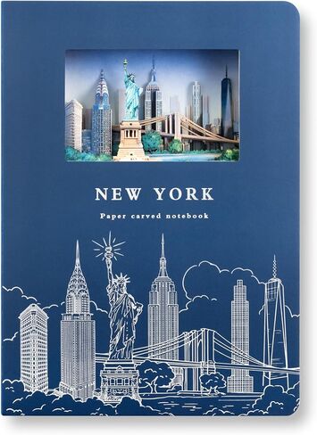 Chōkoku Gift Giftcover Dot Grid Notebook-3D Cutted Cityscape ، 120 صفحة (60 ورقة) ، تمثال لـ Liberty & Brooklyn Bridge ، مثالي للسفر ، الرسم والكتابة in Saudi Arabia