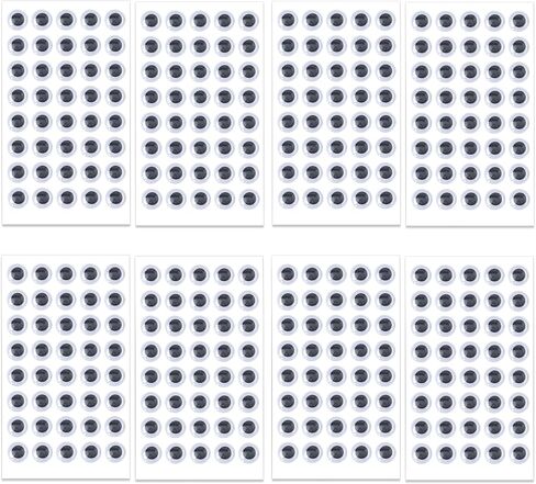 Googly Eyes Stickers - Self Adhesive Wiggle Eye Stickers for Crafts | Assorted Small Sizes 8mm 10mm 12mm 15mm | Easy Peel and Stick | 8 Sticky Sheets. in Saudi Arabia