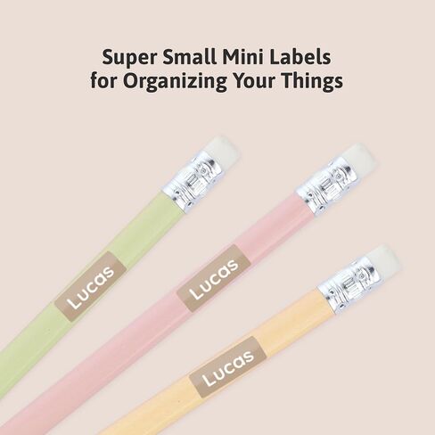 Mini Name Labels (175) for Labeling Tiny Items. Extra-Small Waterproof Sticker Labels for Kids in Daycare, Preschool, and School - Light Brown in Saudi Arabia
