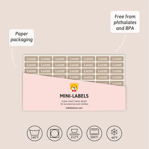 Mini Name Labels (175) for Labeling Tiny Items. Extra-Small Waterproof Sticker Labels for Kids in Daycare, Preschool, and School - Light Brown in Saudi Arabia