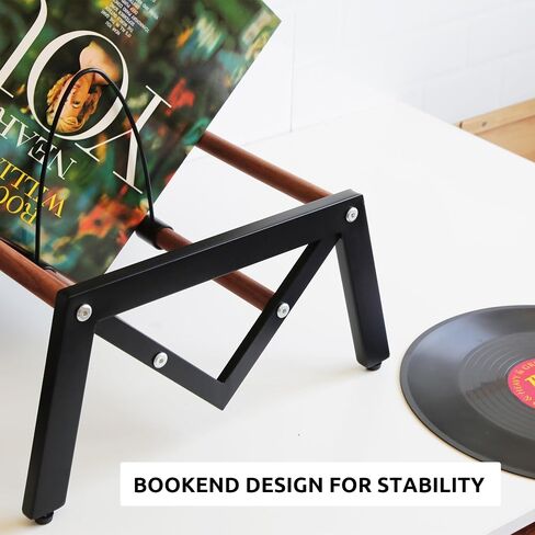 Vinyl Record Holder,Record Storage and Display Organizer for Countertop,Cd Storage Rack,Black metal frame paired with walnut wood,90-120 LP Vinyl Record Storage Rack. in Saudi Arabia