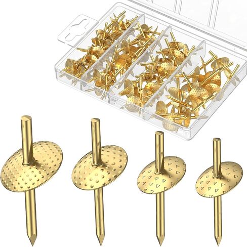 Uniclife 80 Pcs Picture Hangers, Picture Hanging Kit, 4 Size Picture Hanging Hooks, Picture Hanging Nails, Long Picture Hooks for Photo Frame Art Mirror and Décor, Gold in Saudi Arabia