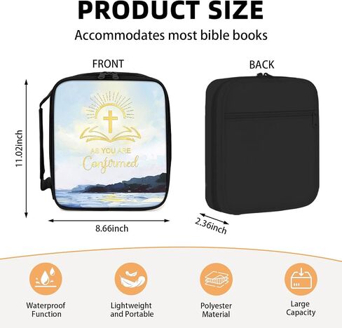 Bible Cover Case for Women, Large Letter Bible Carrying Cases, Tote Bag for Biblical Study Accessories, Storage Bag with Handle Protective Pen Slots, Inspirational Christian Pastor Gifts for Boy Girl in Kuwait