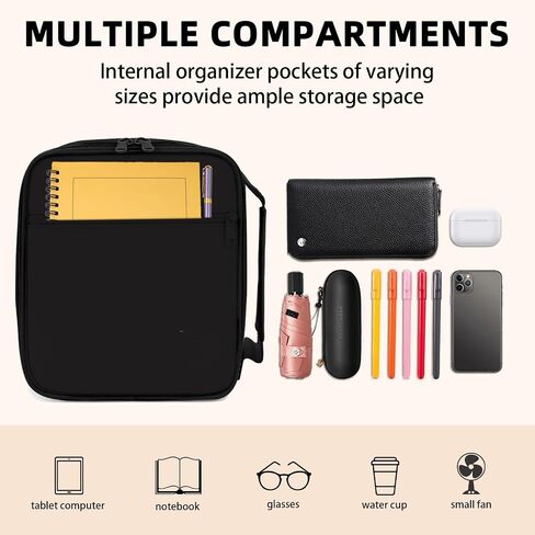 Bible Cover Case for Women, Large Letter Bible Carrying Cases, Tote Bag for Biblical Study Accessories, Storage Bag with Handle Protective Pen Slots, Inspirational Christian Pastor Gifts for Boy Girl in Kuwait