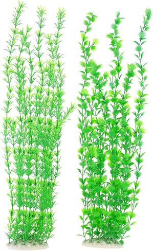 2pcs ديكور أكواريوم النباتات البلاستيكية ، نباتات حوض السمك الاصطناعي 23.6 بوصة طول البلاستيك واقعية كبيرة زخارف خزان الأسماك الكبيرة نباتات خزان الأسماك الخضراء (الأخضر ب) in Saudi Arabia