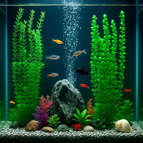 2pcs ديكور أكواريوم النباتات البلاستيكية ، نباتات حوض السمك الاصطناعي 23.6 بوصة طول البلاستيك واقعية كبيرة زخارف خزان الأسماك الكبيرة نباتات خزان الأسماك الخضراء (الأخضر ب) in Saudi Arabia