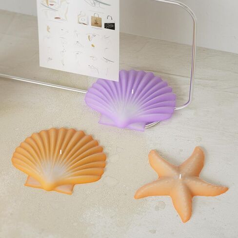 2 Pack Starfish and Seashell Silicone Molds, Starfish Candle Molds Silicone, Seashell Conch Baking Molds for Decorating Cake Candy Chocolate Candle Making Polymer Clay DIY Craft Projects (A) in Kuwait