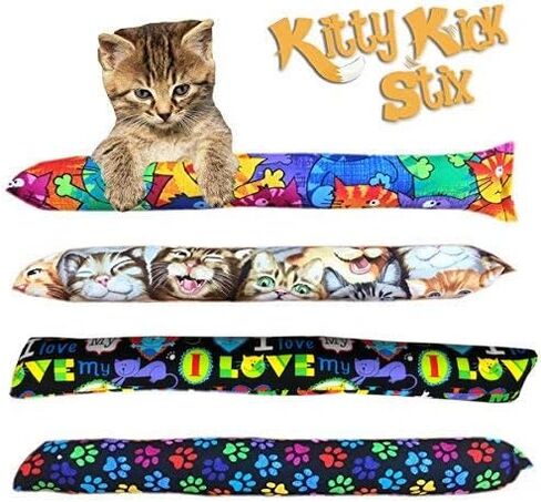 Kitty Kick Stix 15 "لعبة Catnip Kicker الأصلية (مجموعة من 2) ، مصنوعة يدويًا في الولايات المتحدة الأمريكية من قبل عشاق القط ، لعبة Cat Natural Cat & Kitten ، مليئة بنسبة 100 ٪ من القطط القوية لجميع السلالات (القطط السعيدة) in Saudi Arabia