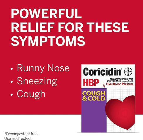 Coricidin HBP Antihistamine Cough & Cold Suppressant for People with High Blood Pressure, 16 ct in Saudi Arabia