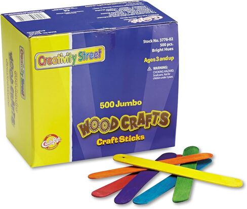 Creativity Street-3776-02 Bright Jumbo Wood Craft Sticks, 6 x 3/4 x 1/12 in, Assorted Colors in Saudi Arabia