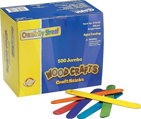 Creativity Street-3776-02 Bright Jumbo Wood Craft Sticks, 6 x 3/4 x 1/12 in, Assorted Colors in Saudi Arabia