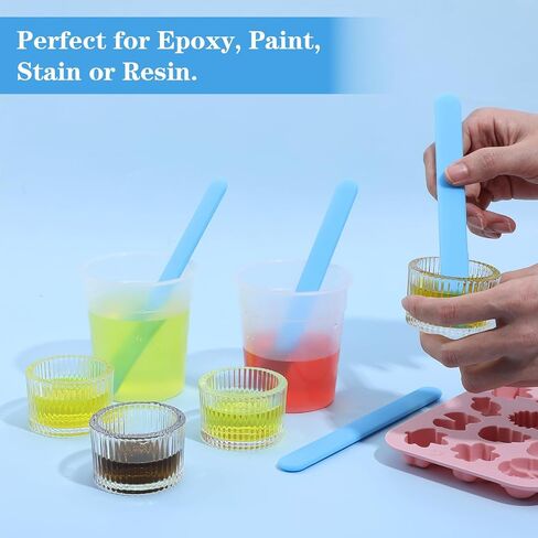 8 Pcs Silicone Stir Sticks DIY Crafts Popsicle Applicator Tools Reusable Silicone Mixing Sticks for Handmade Laboratory Resin Epoxy Liquid Paint Stirring Glitter Tumblers (Blue) in Saudi Arabia