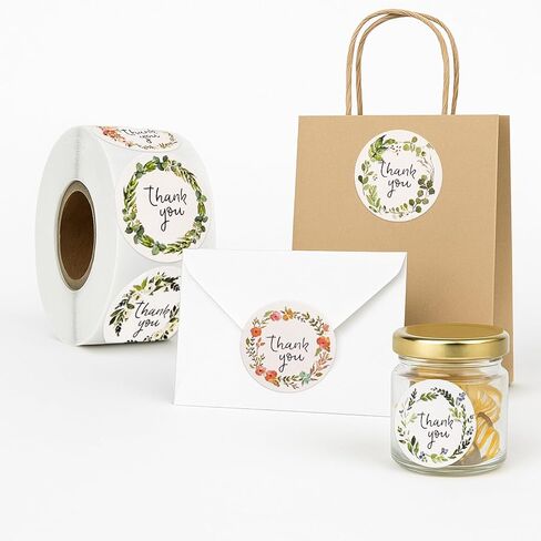 500 Pack 1.5 Inch Round Thank You Stickers Roll,Premium Adhesive Labels for Small Business,Packaging,Gifts, Envelopes,Express Gratitude,Ideal for Customers,Handmade Goods,Durable & Easy Peel in Kuwait