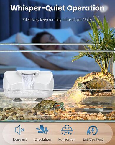 Pawfly 80 GPH 4 W مرشح سلحفاة مصغرة لخزانات 1-10 جالون ، ومرشح خزان للترشيح الحيوي المنخفض على مستوى المياه ، مرشح مياه السلاحف الصغيرة الهادئة ، والمرشح الداخلي للبرمائيات الضفادع Newts in Kuwait