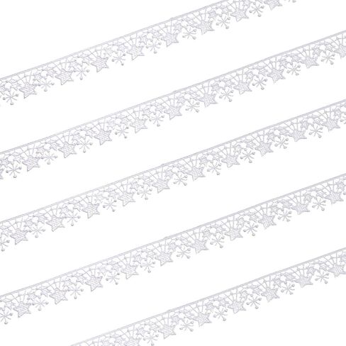 5 Yards White Lace Trim with Tassel Ribbon Star Edge Polyester Decorative Ribbon 20mm Wide Embroidery Braid Lace Trim for Wedding DIY Clothes Jewelry Crafts Home Decor Gift Wrapping in Saudi Arabia