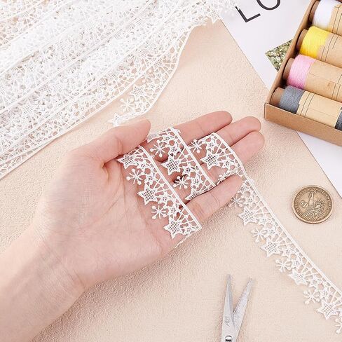 5 Yards White Lace Trim with Tassel Ribbon Star Edge Polyester Decorative Ribbon 20mm Wide Embroidery Braid Lace Trim for Wedding DIY Clothes Jewelry Crafts Home Decor Gift Wrapping in Saudi Arabia